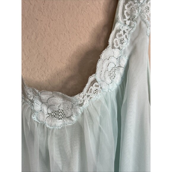 Vintage Lorraine Mint Blue Lace Night Dress And Cardigan 2 Set Size M - Picture 6 of 16
